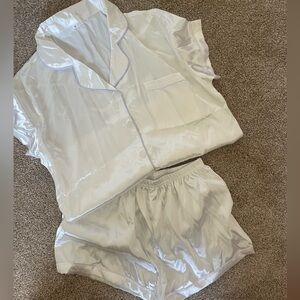 SHEIN White Satin PJ Set